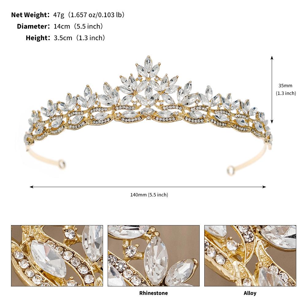 Bridal Crown Hair Accessories Princess Birthday Crown Korean Wedding Jewelry Alloy Marquise Rhinestone Children's Crown