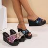Large Size Wedge Heel Slippers Women Embroidered High Heel Platform Slippers Women