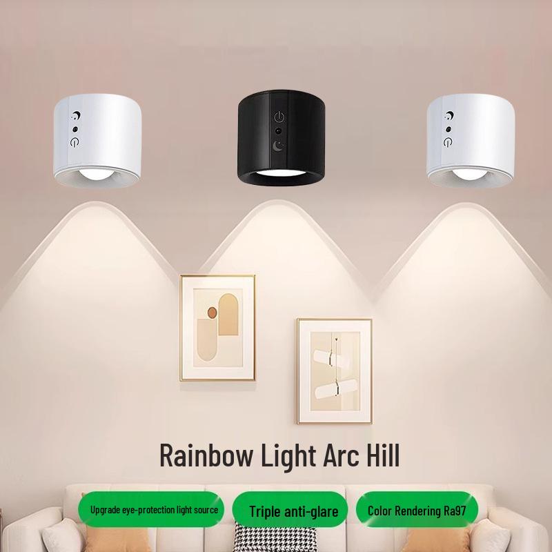 Rechargeable Wireless Bedroom Wall Lamp & Bedside Reading Light with Remote Control, No Drilling Needed.