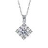 6.5mm Square Baguette Accent Halo Round Cut Moissanite Pendant Necklace S925 Sterling Silver For Women