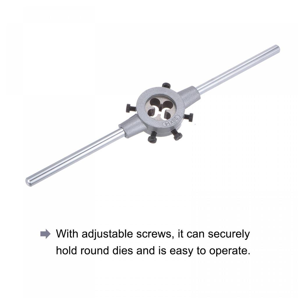Uxcell Die Stock Handle Wrench Threaded Round Die and 38mm with Adjustable Hand Tool Set, M12x1.5 (Compatible M12-M16 Dies) Holder, Wrench,