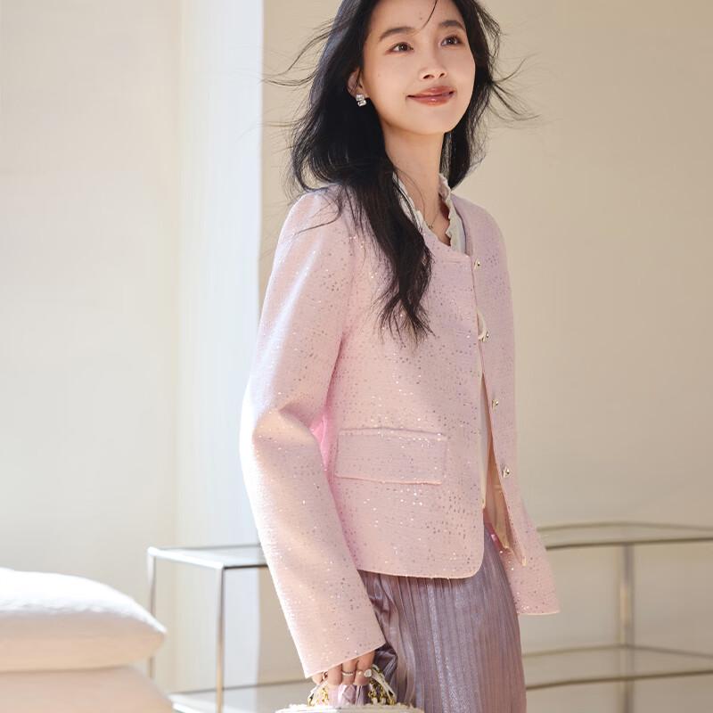VICTORIA&VERA Women's Elegant Shimmer Textured Jacket