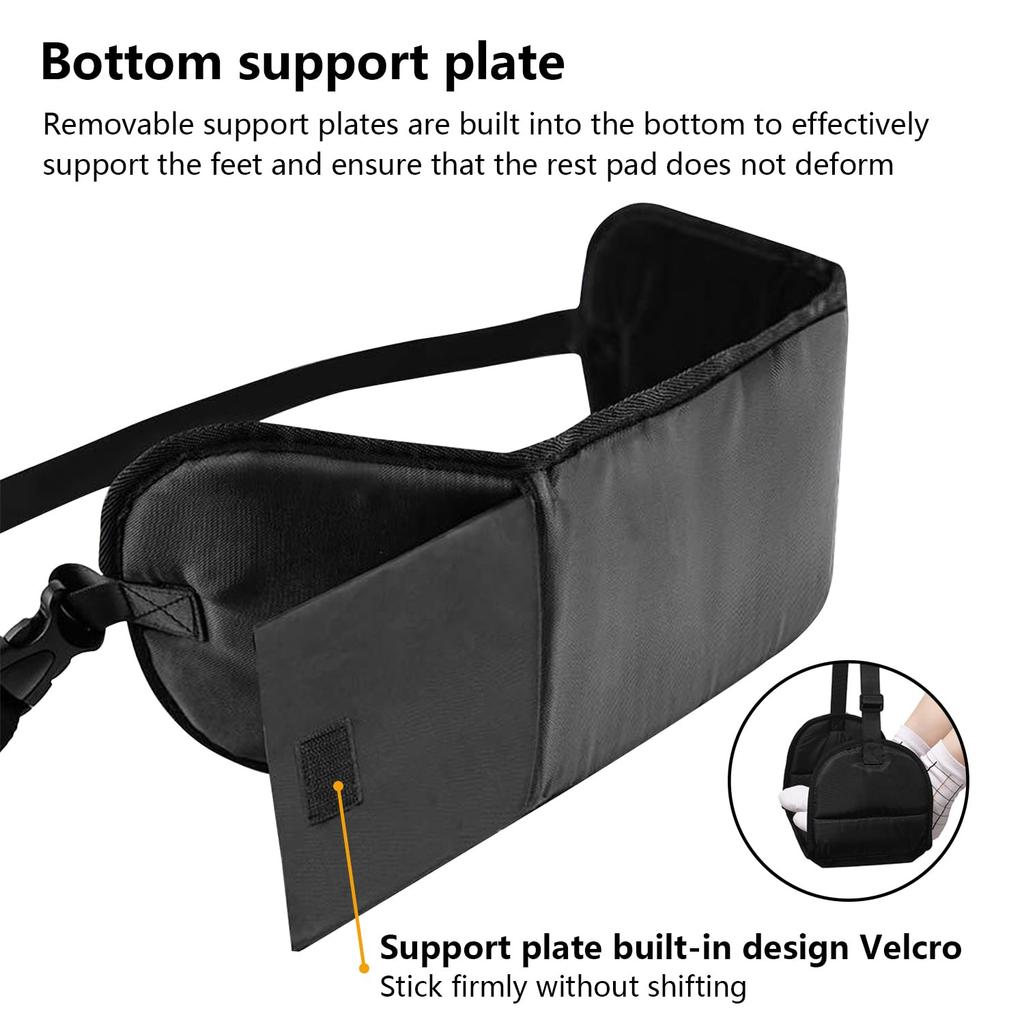 Darohz Airplane Foot Rest Memory Portable Travel Foot Stable Black (Thick Cotton) - Hammock, Adjustable, Foldable, Base,