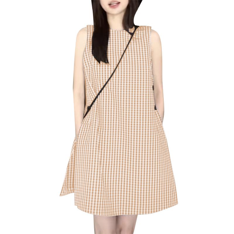 

ZANZEA Жіноча повсякденна сукня без рукавів з круглим вирізом і принтом 5XL хакі