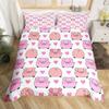 Cartoon Cute Pink Pig Duvet Cover for Children Boys Girls Microfiber Pigs Floral Cartoon Farm Animals Theme Bedroom Decorations