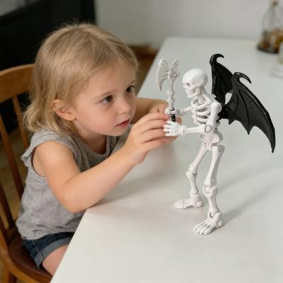 Figurină de Acțiune Schelet Schelet Uman Articulat Mobil cu Arme Figurină Schelet Magnetic Amuzantă Pozabilă pentru Colecționari Decor Birou Acasă