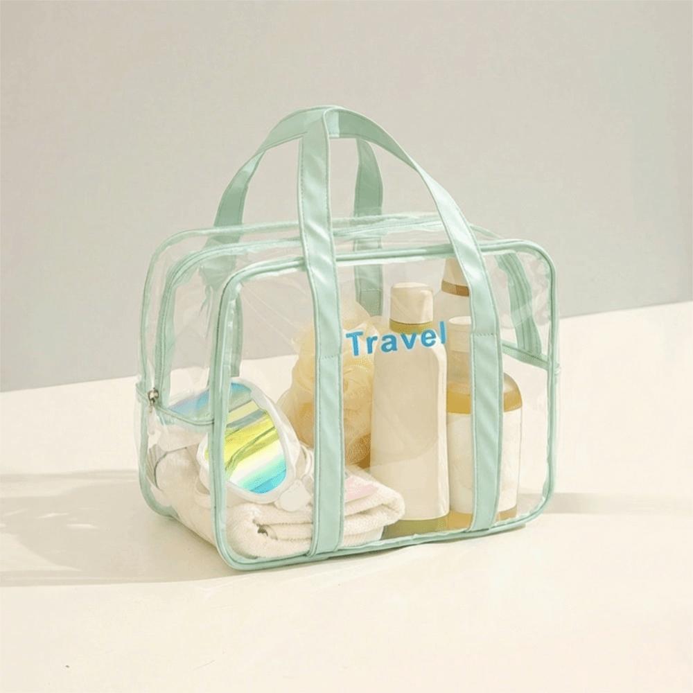 Simple PVC Transparent Cosmetic Bag Large Capacity Waterproof Fitness Training Bag Wash Bag Lightweight Outdoor Sports Bag Women