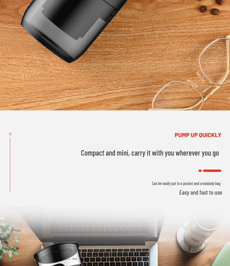 Compact Automatic Travel Espresso Machine with Pump Pressure