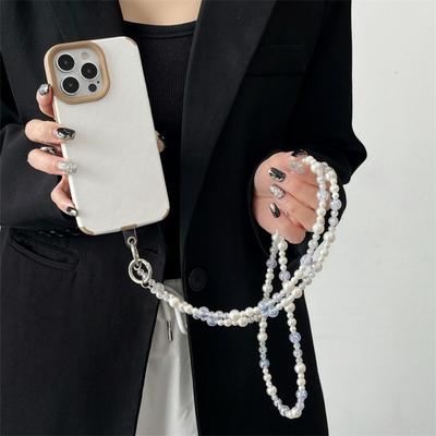 Chaînes de Téléphone Portable Transparentes Perles Anti-perte Chaîne Suspendue Bandoulière Breloque Amusante Lanière de Téléphone Bandoulière