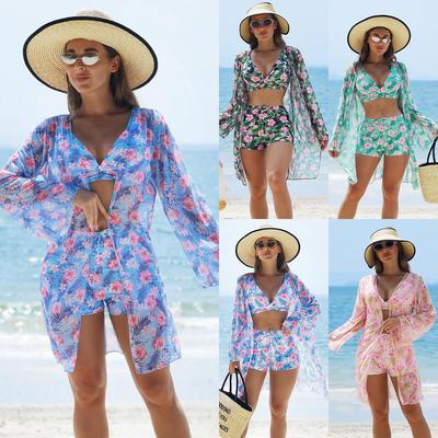 Mingyi Stylish Multi-Color Three-Piece Bikini Set: High-End European & American Print Swimsuit for Women
