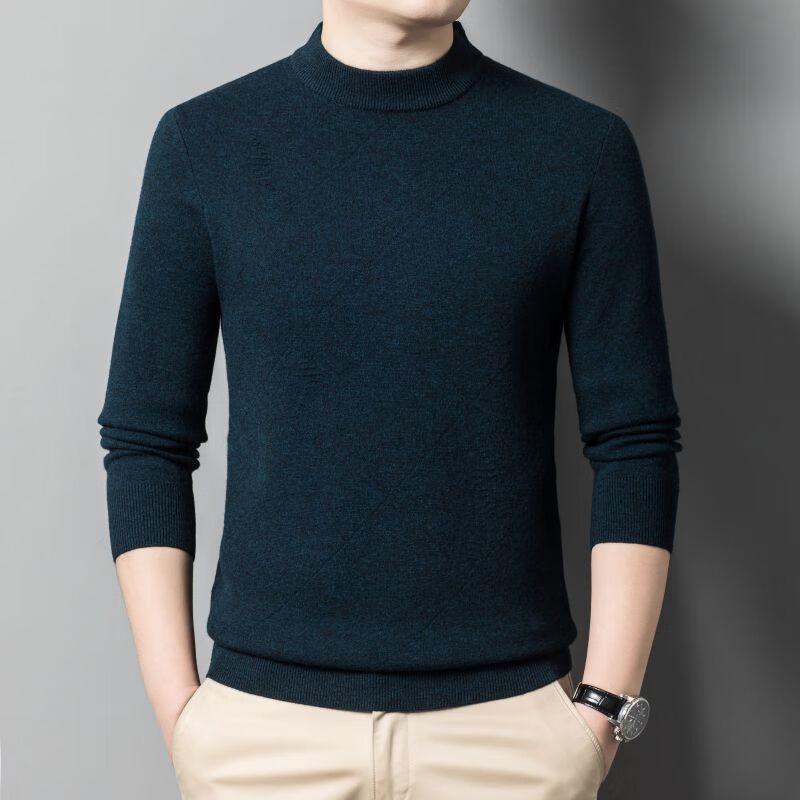 Yiliteng Men's 100% Lambswool Mock Neck Sweater
