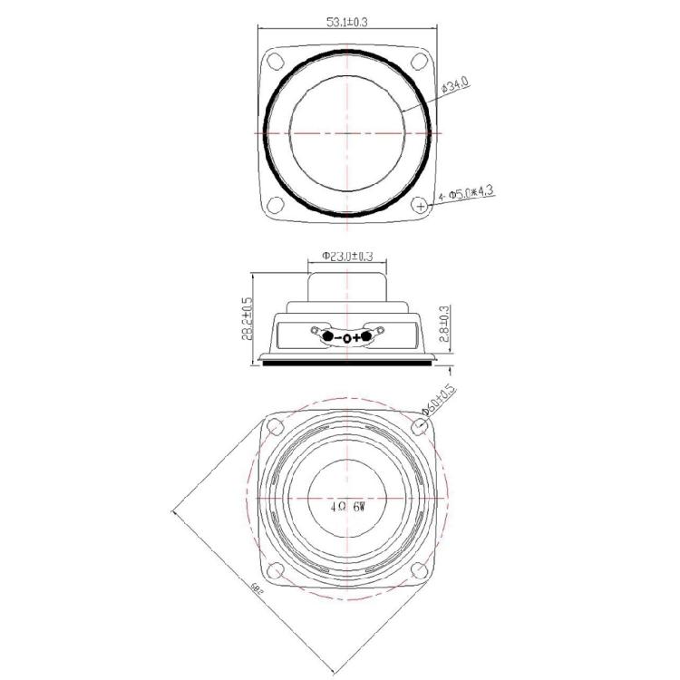 53mm 6W Speaker Portable 2 Inch Waterproof Speaker for Travel Entertainment