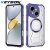 KEYSION Transparent Magnetic Case for TECNO Spark Go 1 1S Go 2025 Silicone+PC Heavy Duty Shockproof Phone Cover for Pop 9 4G