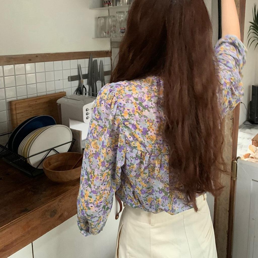 Women Lady Long Sleeve Lace Stitching Blouse Tunics Tops Shirts