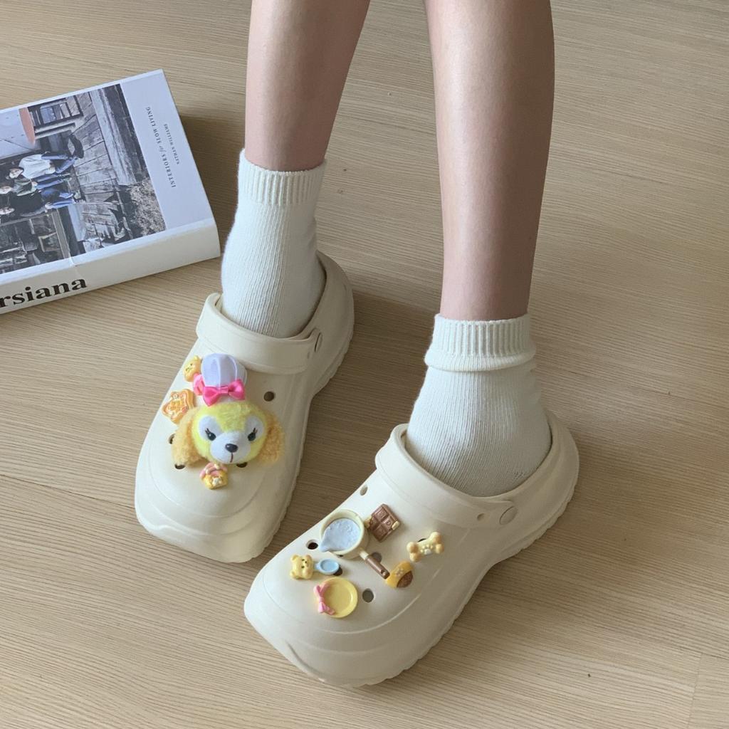 Cute cake hole shoes female cartoon wear 5.0cm height increase beach sandals non-slip slippers