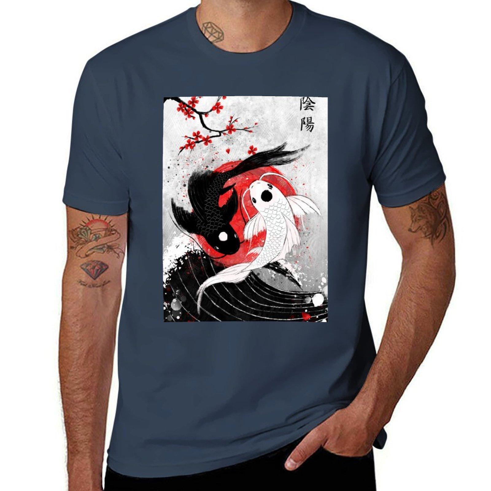 Koi fish Yin Yang TShirt cotton t shirts high quality t shirts for Unisex graphic tees TShirt S