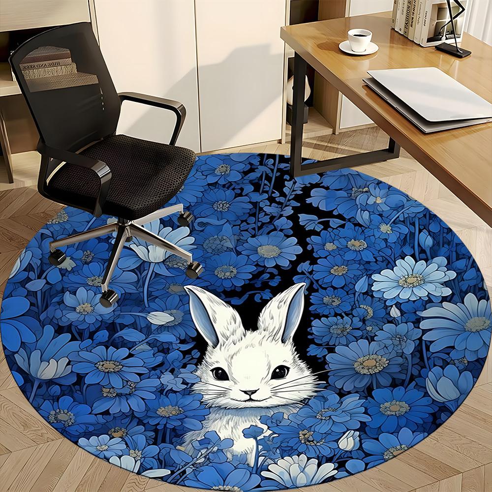 1PC White Bunny Chair Carpet for Office, Indoor Non-Slip Washable Carpet, Soft Comfortable Mat For Office Room Yy250930189