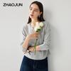 Zhaojun Damen Faux Zweiteiler Seidenstrick Langarm T-Shirt