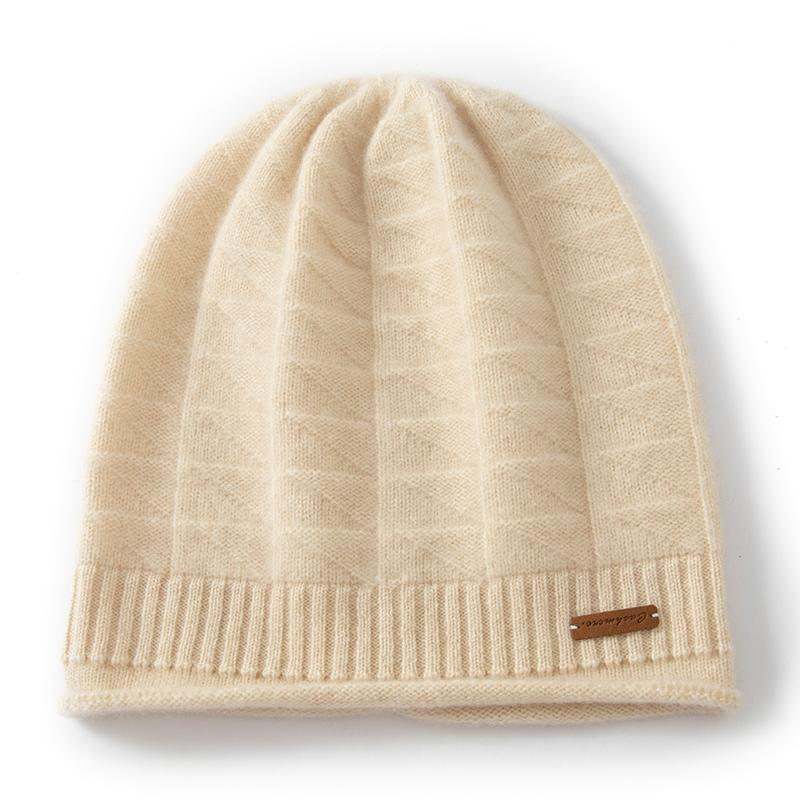 Women 100% Pure Cashmere Slouchy Beanie Hat Winter Warm Soft Cozy Headwear Casual Knit Cap Cold Weather Accessory