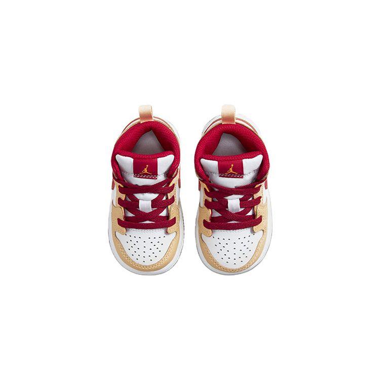 Jordan 1 Mid TD Toddler Beige Red White Sneakers 640735-201