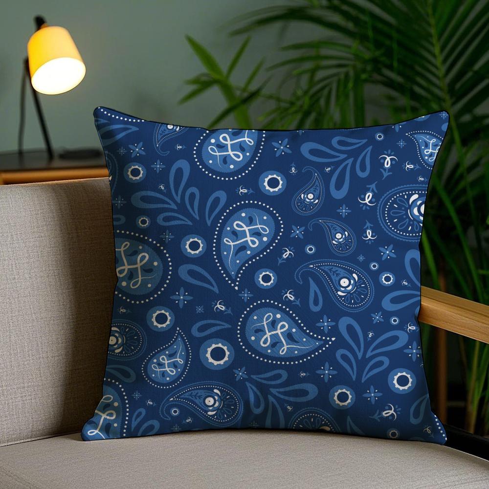 Color Paisley Pattern Pillow Case Silky Elegant Comfort Sofa Bed Invisible Zipper
