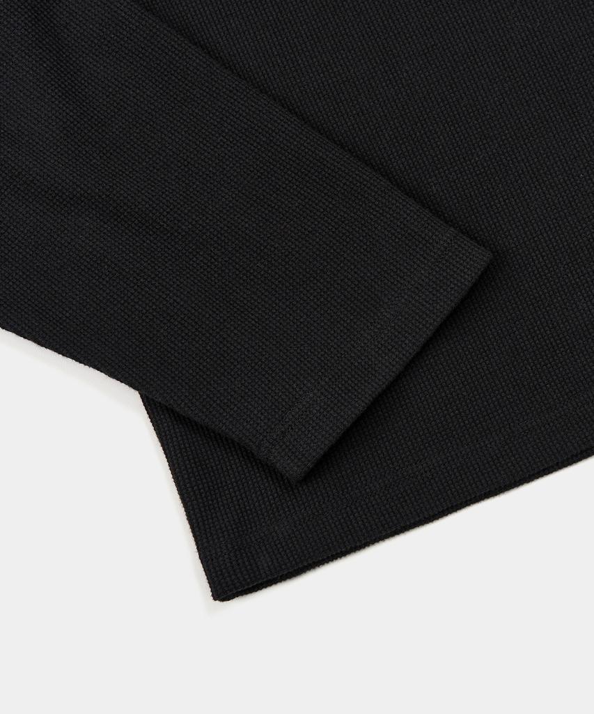EXCONTAINER Henley Neck Waffle Long Sleeve (Black)