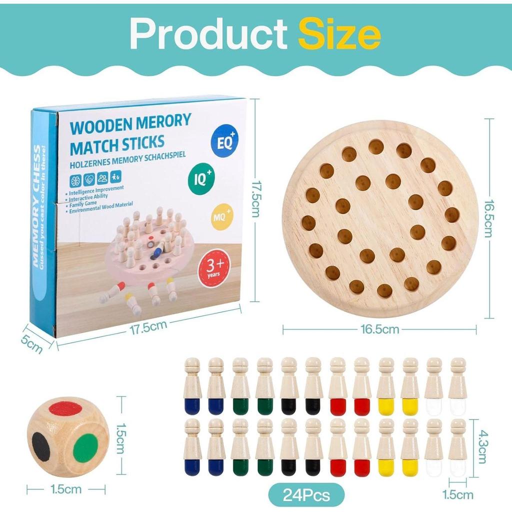 Educational Learning Geometric Shape Memory Chess Puzzle | Quick Color, Shape Matching Board Game | Sensory Educational Learning Toy for Kids