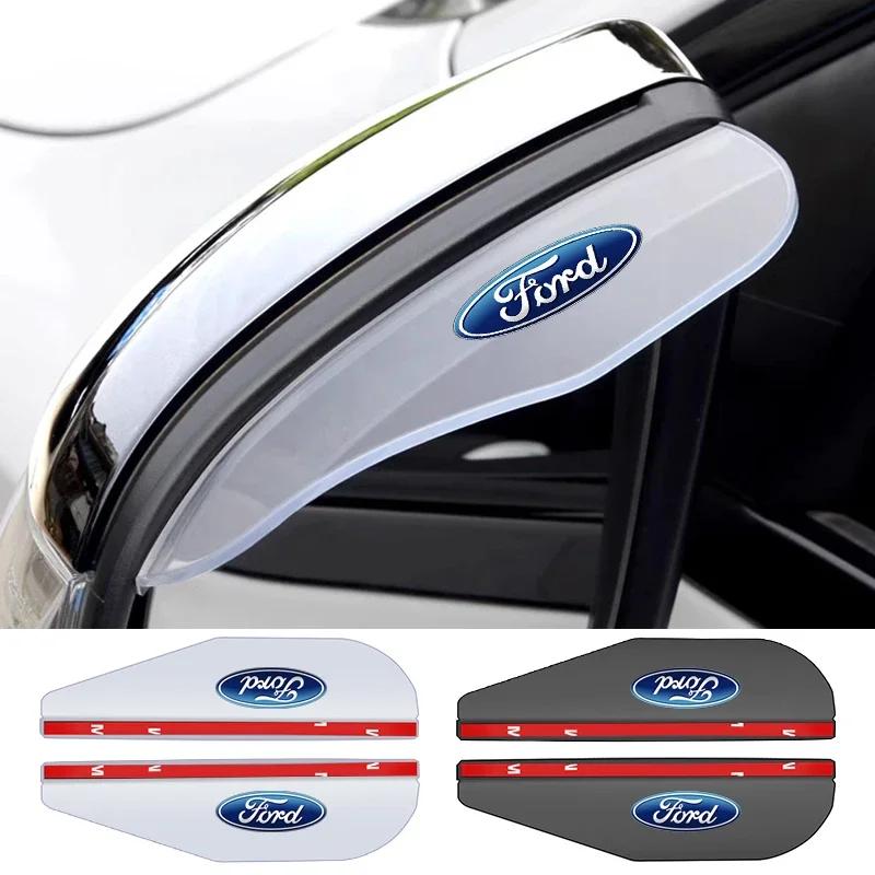 New 2026 Car Sticker For Ford 2Pcs Car Rear View Side Mirror Rain Board Eyebrow Guard Sun Visor For Ford Ranger Focus Kuga Musta