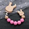 Cartoon Animal Beech Wooden Pacifier Baby Pacifier Clip Nipple Holder Dummy Holder Pacifier Clip for Baby Newborn Toys Accessory
