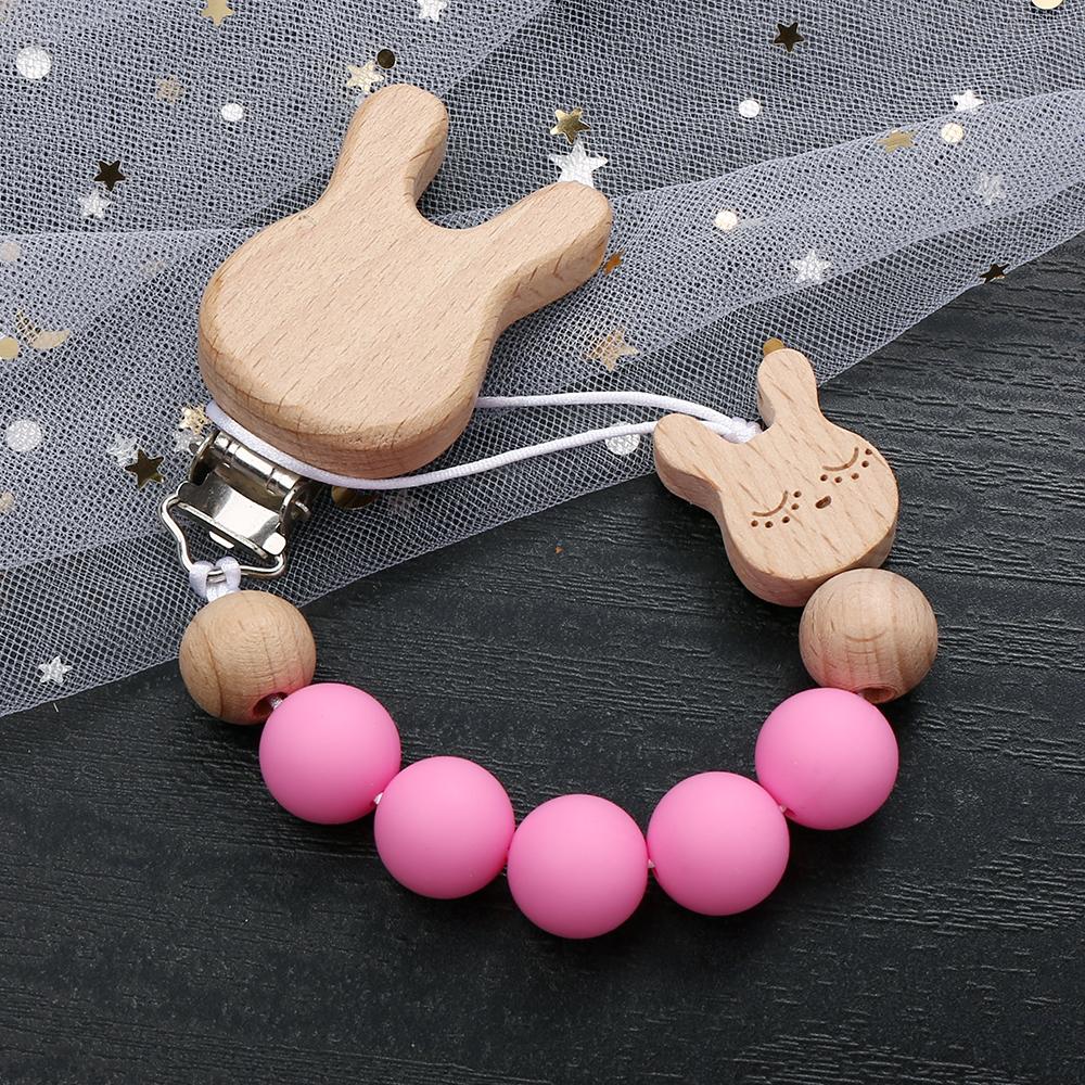 Cartoon Animal Beech Wooden Pacifier Baby Pacifier Clip Nipple Holder Dummy Holder Pacifier Clip for Baby Newborn Toys Accessory