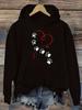 Women's autumn and winter casual loose warm personalized cat pattern printed suede long sleeved hooded sweatshirt