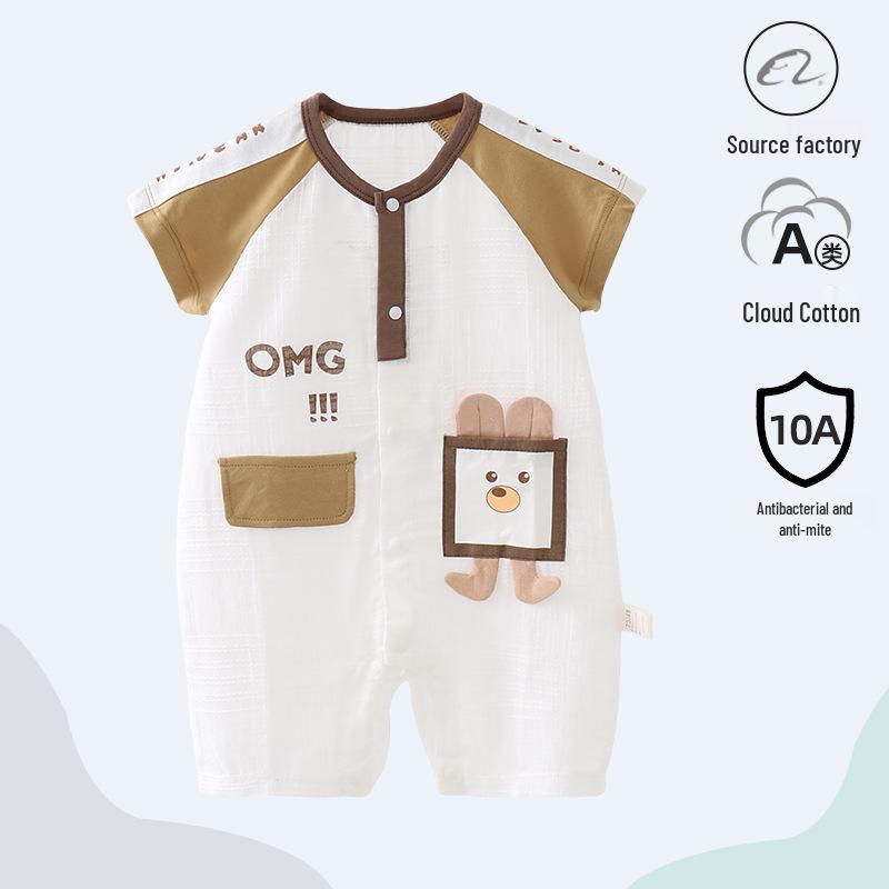 Popular Unisex Baby Summer Cotton Romper - Short Sleeve Bodysuit for Newborns