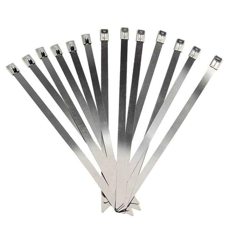 100 Stück Selbstverriegelnde Edelstahl-Kabelbinder 4,6 mm Breite Schwerlast-Metall-Kabelbinder für Auspuffrohr Fahrzeug Mechanische Befestigung