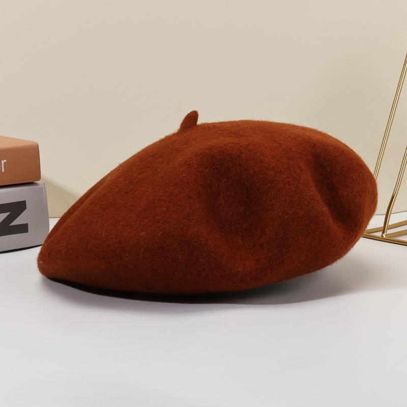 Beret Wool Knit Autumn Winter Vintage Womens Casual Outing Warm Comfortable