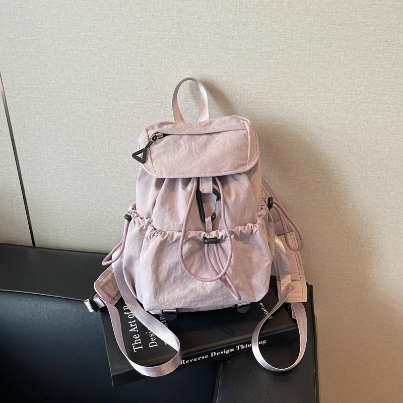 New Zipper Nylon Casual Solid Youth Backpacks Interior Compartment Simple Women's Handbags On Sale Large Capacity Women's Bags