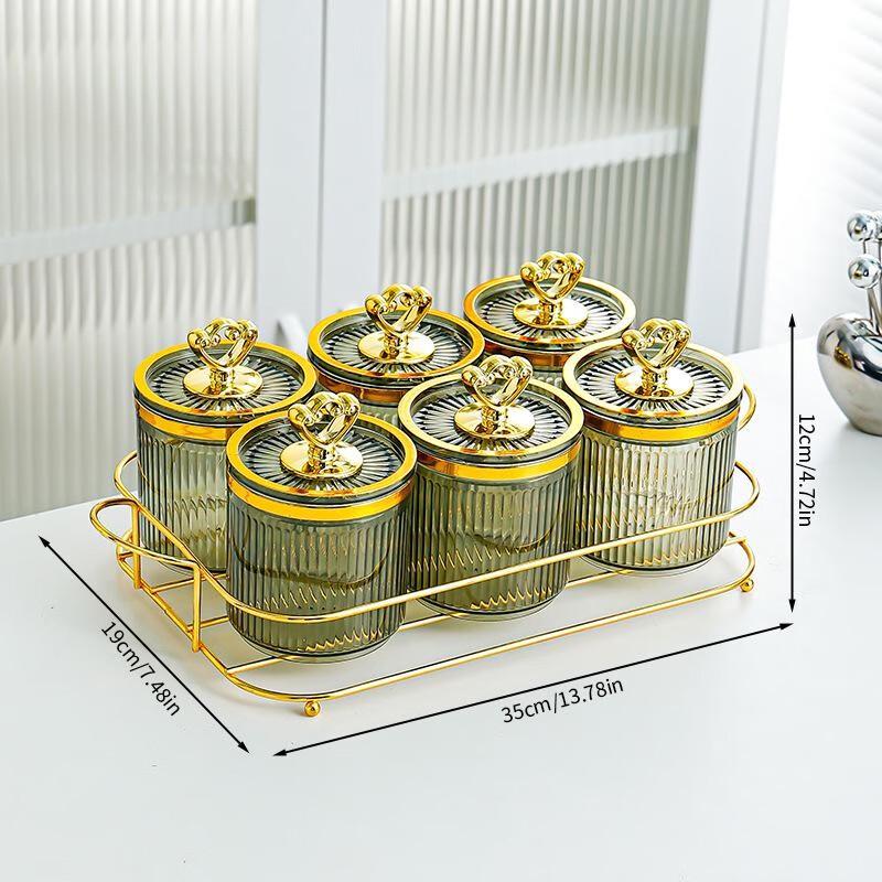 

Набор кухонных банок для хранения продуктов LISM с золотой подставкой