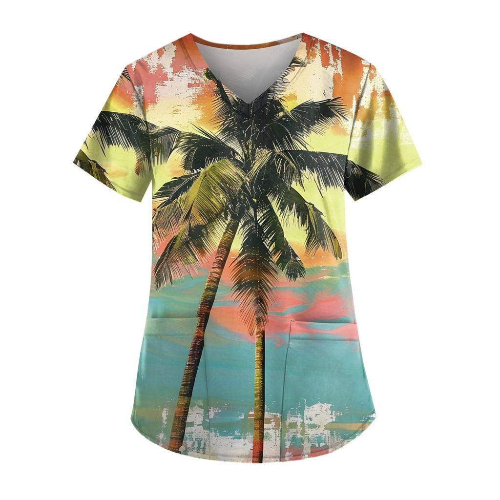 Top con stampa a foglie casual da donna
