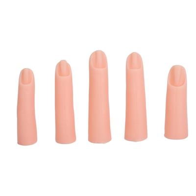 5Pcs Silicone Finger Model High Simulation Bendable Joint Embedded Nail Art Training Finger for Nail Salon