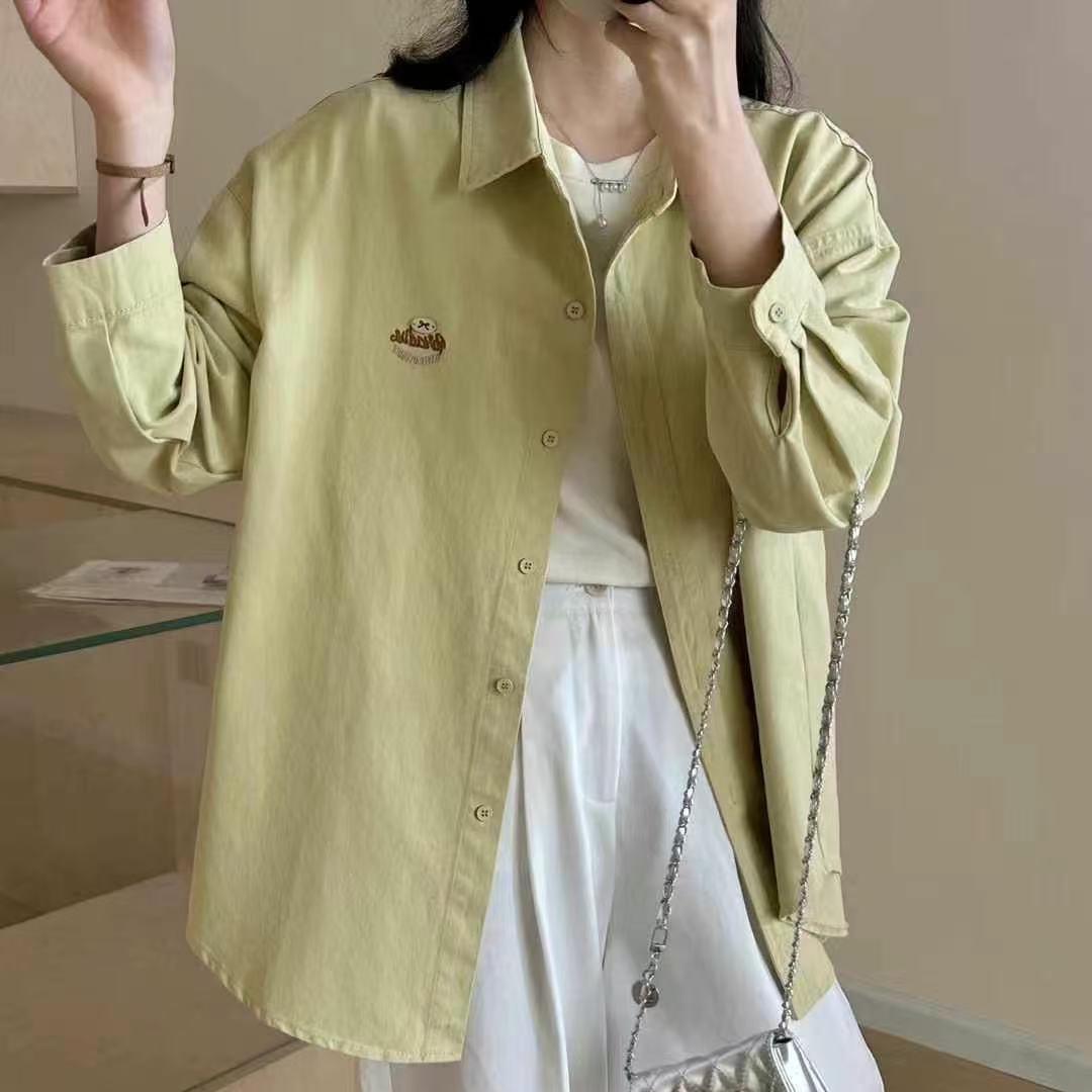 

2025 Early Spring Women s Plus Size Long Sleeve Denim Shirt - European Style Loose Casual Outerwear Medium