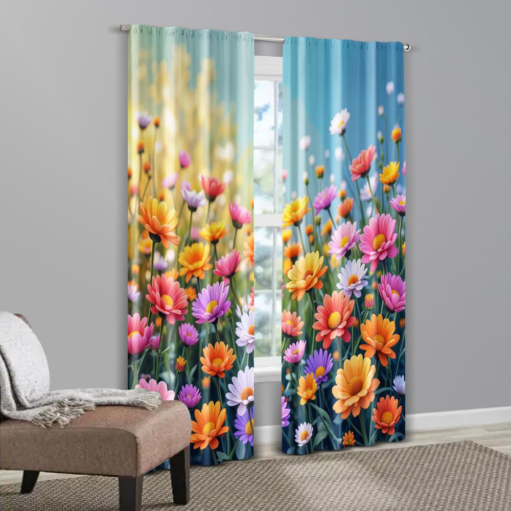 2 stuks   Modieuze Gordijnen Kleine regenboogbloemen in de tuin 100% Polyester (zonder stang) Buitendecoraties Perfect voor