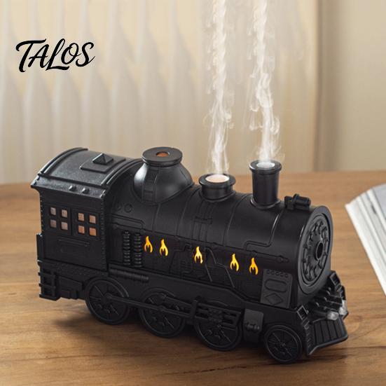Large Capacity Desktop Humidifier Vintage Steam Train Aroma Diffuser, 300ml Ultrasonic Cool Mist with Dual Decorative Fragrance Machine for Office LED