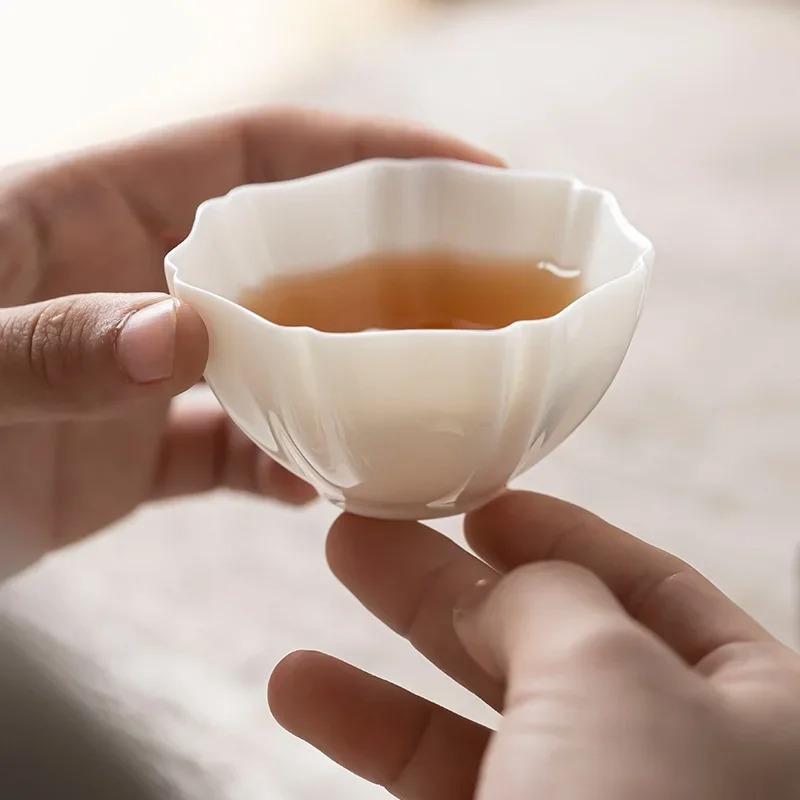 Suede jade white porcelain tea cup ceramic kung fu set host single item art supplies wholesale tea cup tea set kitchen bar