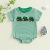 Newborn Baby Romper Summer Crewneck Romper Clothing Waffle Truck Embroidery Stripe Jumpsuits Toddler Infant Boys Girl