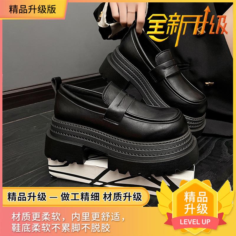 Retro versatile platform small leather shoes women's 2025 new spring and autumn one-pedal British style loafer shoes jk with skirt