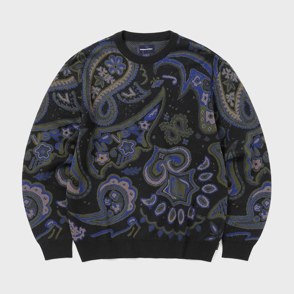 Этот Никогда Тот Пейсли Жаккардовый Вязаный Свитер Черный M
