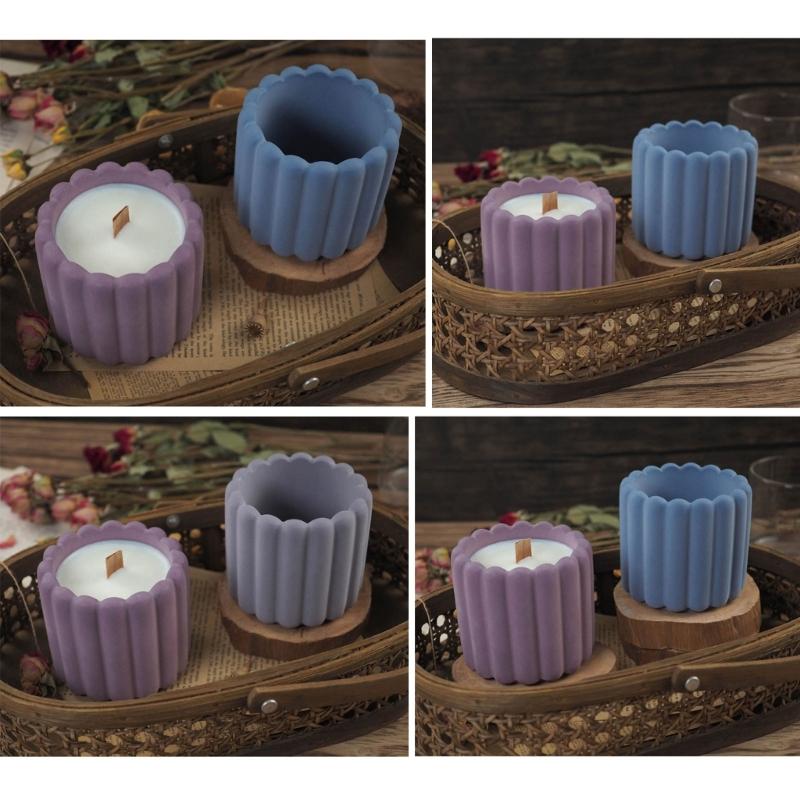 Gestreept Dienblad Hars Gietvorm Kaarsenhouder Siliconen Bekervormen voor Bakken en Zeep Maken Siliconen Zeepvorm