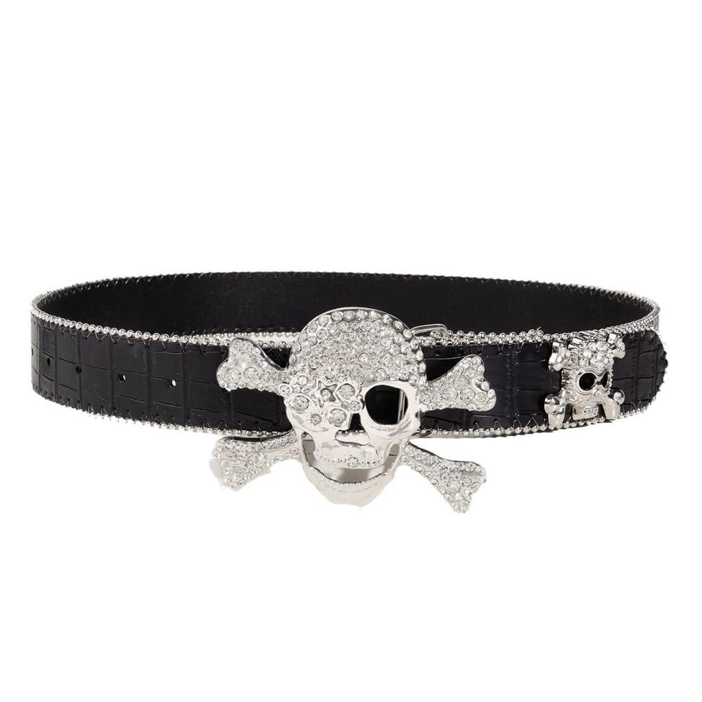 New Fashion Skull Head Young Men's Belt Punk Style Alloy Buckle Casual Pants Belt