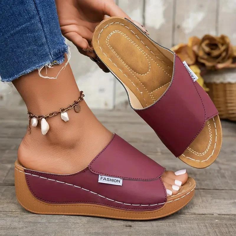 Fashion 2025 Women Slippers Footwear Casual Summer Anti-slip Women Shoes Comfortable Luxury Slippers Heeled Wedges Sandals Slides Women