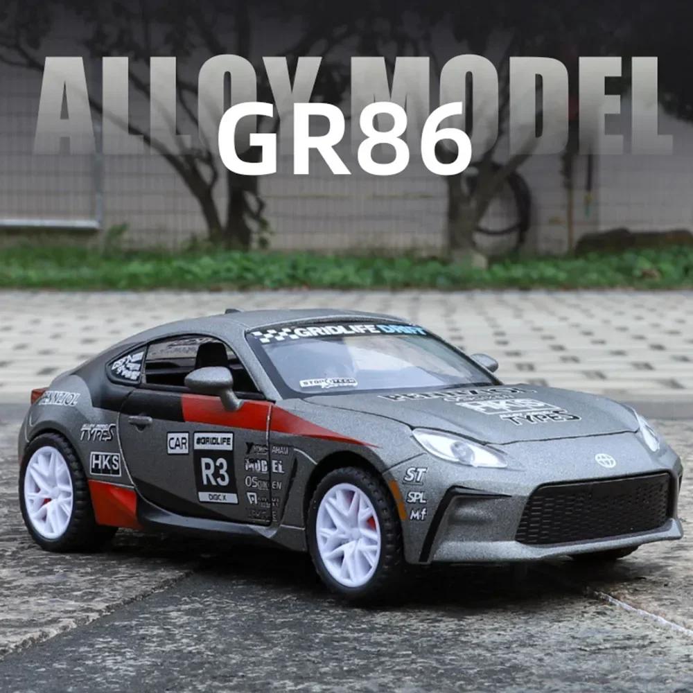 1:32 GR86 M4 Toys Models Cars Alloy Diecasting Miniature Car Toy Light Music Wheel Pull Back Vehicles for Toddler Kids Gifts