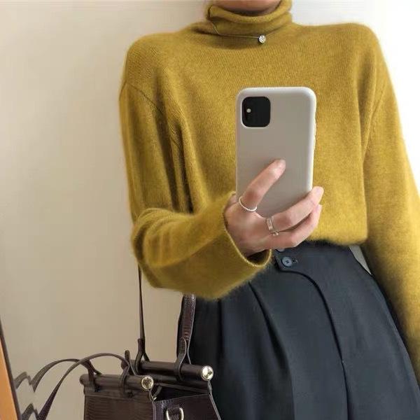 Women's High Neck Cashmere Sweater – Casual, Versatile, and Loose Fit for Autumn/Winter